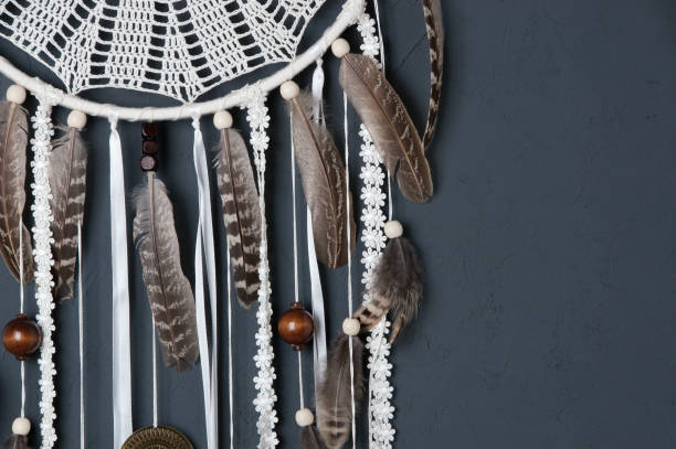istock Cream crochet doily dream catcher 822672502