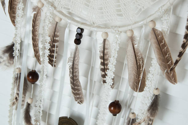 istock Cream crochet doily dream catcher 822676956