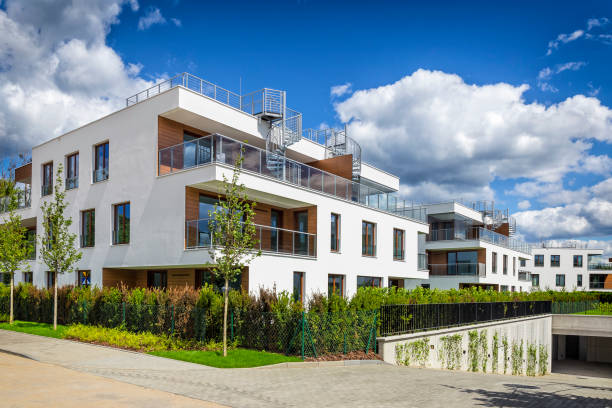 istock New apartment buildings with underground garage 822689438