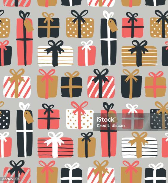 Christmas Gift Boxes Seamless Pattern Stock Illustration - Download Image Now - Gift, Christmas Present, Pattern