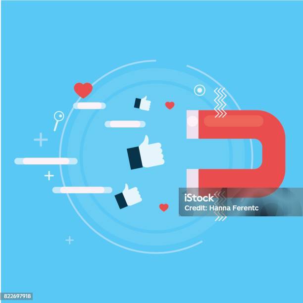 Retention Strategy Magnet Attracts The Likes Stock Illustration - Download Image Now - Retention, Time, Customer