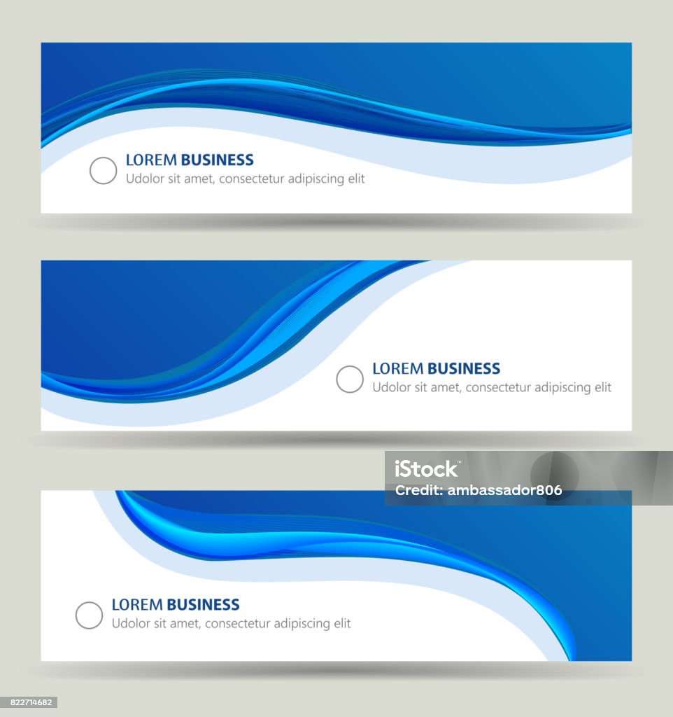 Business banner wave set, card brochure cover template Business banner wave set, wavy blue color shape, brochure cover template. Corporate Card design. Vector Blue stock vector