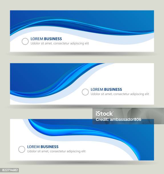 Business Banner Wave Set Card Brochure Cover Template Stock Illustration - Download Image Now