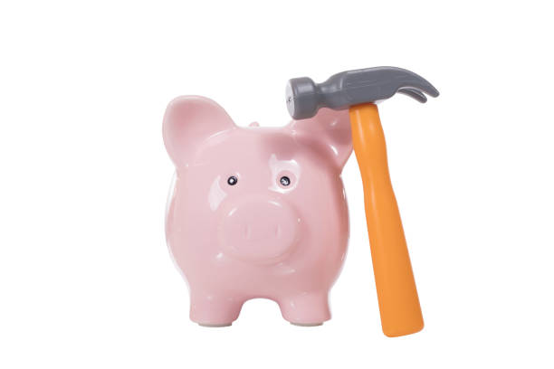 istock Toy hammer and piggy bank 822714810