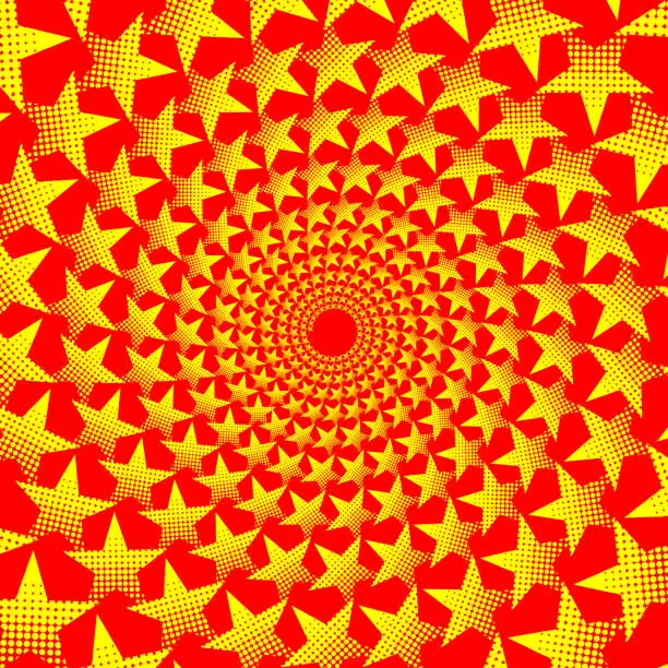 Vector illustration of Yellow five-pointed star on red background - vector pattern,