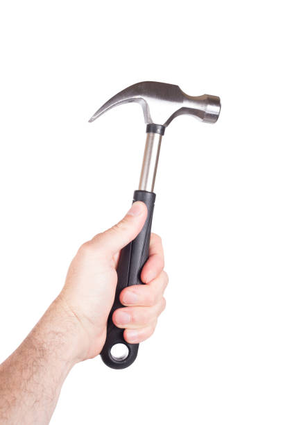 istock Isolated view of a man holding a hammer 822732440