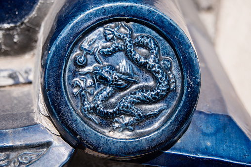 Ceramic chinese blue dragon decoration in 