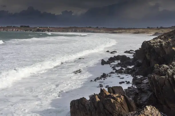 Photo of Wild rocky coast after the storm in Conquet, France