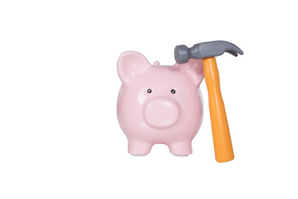 istock Hammer resting on a pink piggy bank 822750546