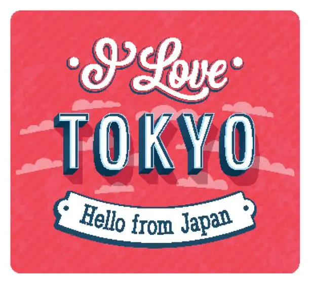 Vector illustration of Greeting card from Tokyo - Japan.