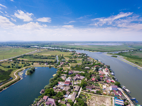 Mila 23 village Danube Delta Romania aerial view