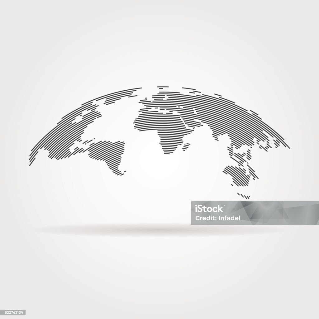 simple black world map from thin line simple black world map from thin line. concept of infographics element, trip around the world, globalization. isolated on gray background. flat style trend modern design vector illustration Globe - Navigational Equipment stock vector