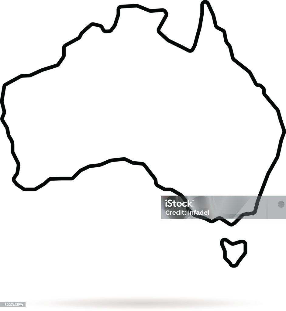 carte Australie fine ligne avec shadow - clipart vectoriel de Australie libre de droits