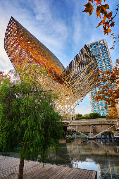 Barcelona, Spain - October 29, 2015:  Golden Fish structure in Barcelona, Spain