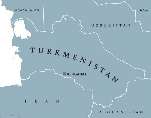 politische landkarte turkmenistan - turkmenistan stock-grafiken, -clipart, -cartoons und -symbole