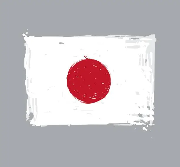 Vector illustration of Japaneese Flag Flat - Artistic Brush Strokes and Splashes