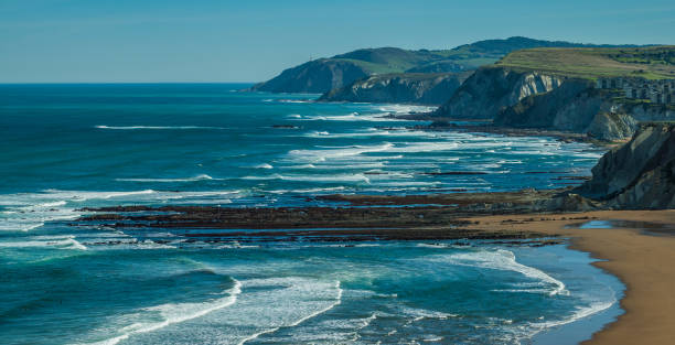 Detail of the coast Detail of the coast cliffs in Sopelana, Basque Country sopelana stock pictures, royalty-free photos & images