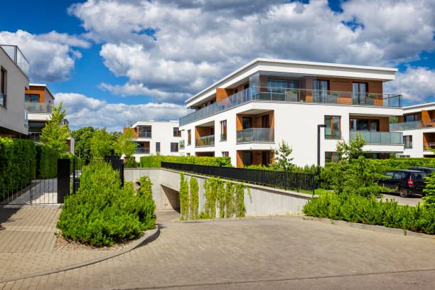 istock New apartment buildings with underground garage 822796258