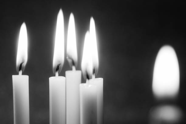 Group of still life candle light with abstract black and white concept.