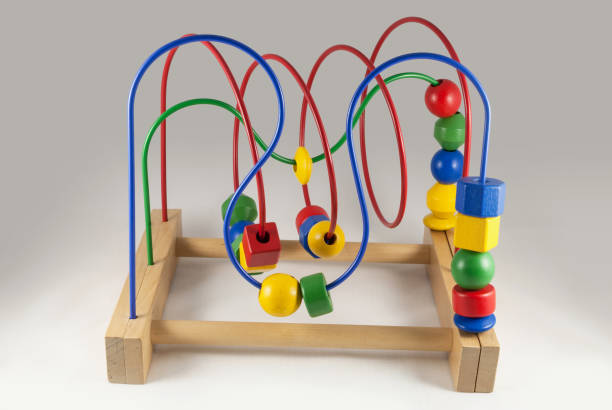 istock Colorful wooden bead roller coaster toy 822814046