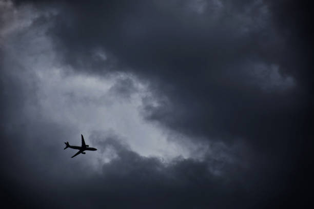 istock Airplane is going through the bad weather 822871396
