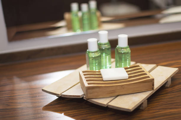 Soaps in the bath of the hotel Soaps in the bath of the hotel guest bathroom stock pictures, royalty-free photos & images