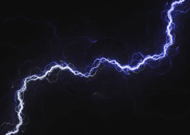 Blue lightning, plasma electrical background stock photo