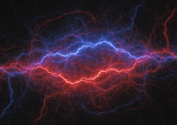 istock Red and blue lightning, plasma energy background 822894766
