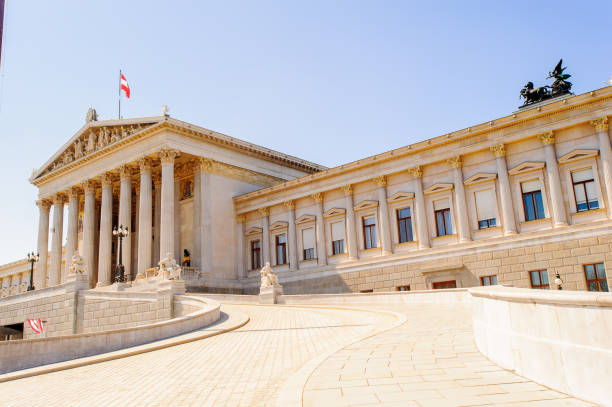 istock Panoramic view of the Austrian Parliament building, Viena, Austria 822906798