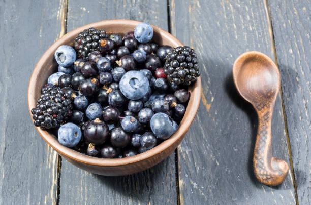 istock Set of pottery with forest berries. Cold mood. 822912082