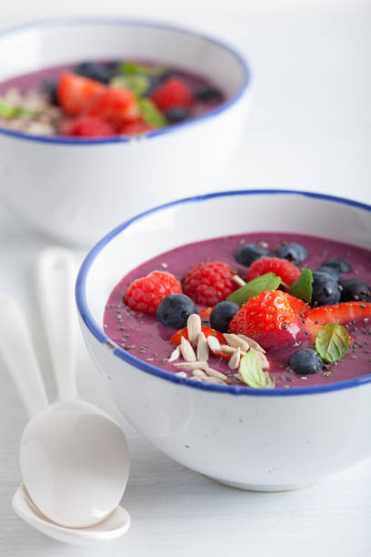 istock healthy berry smoothie bowl with strawberry blueberry raspberry and chia seed 822917754