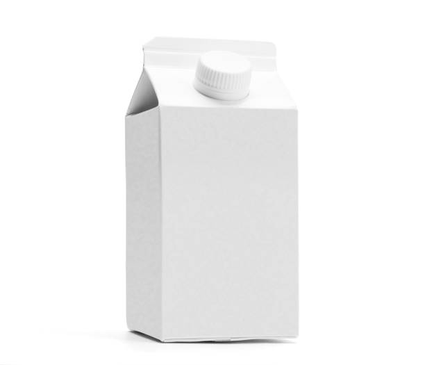 белый пол-литрового молочного ящика макет - milk box packaging carton стоковые фото и изображения