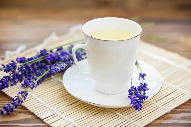istock delicious green tea in a beautiful glass bowl on table 822927616