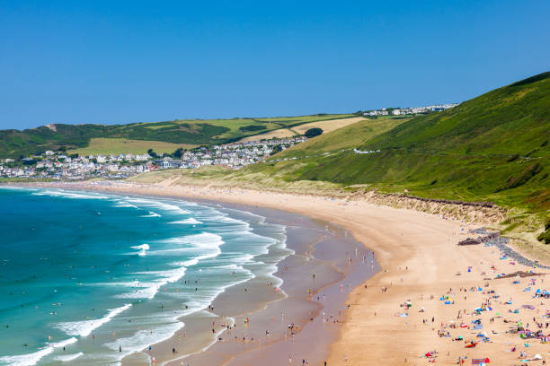 putsborough sands devon inghilterra regno unito europa - woolacombe foto e immagini stock