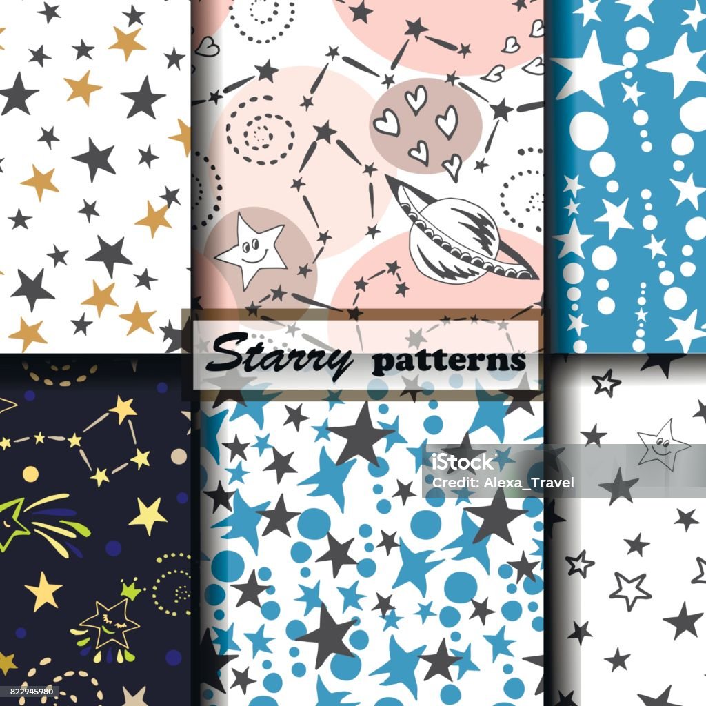 Starry Pattern 4 Starry Patterns Stock Illustration - Download Image Now - Abstract ...