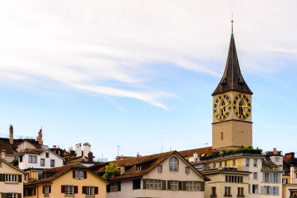 istock St. Peter church clock tower, Switzerland 822956770