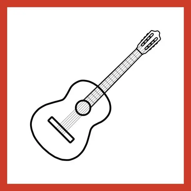 Vector illustration of Classical acoustic guitar vector music instrument symbol