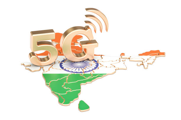 5g in indien konzept, 3d-rendering isolierten auf weißen hintergrund - digital signal stock-fotos und bilder