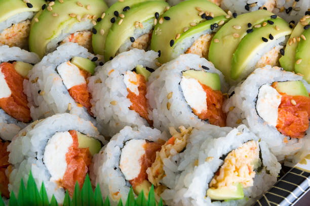 Sushi Roll Platter Closeup Macro