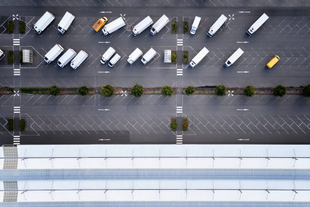 istock Parking lot for trucks - aerial view 823053926