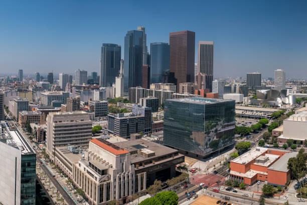 istock Downtown LA Los Angeles skyline in California 823076186