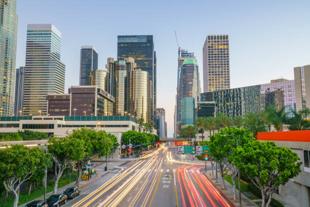 istock Downtown Los Angeles skyline during rush hour 823076300