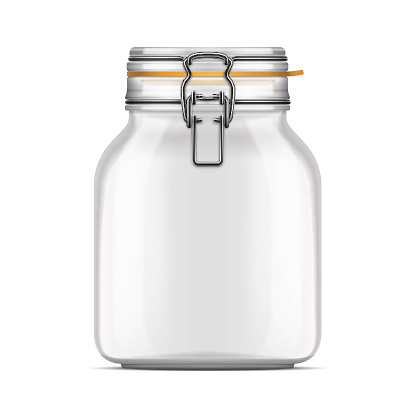 Vector empty Swing Top Bale Jar with a rubber gasket isolated over white background. Realistic illustration.