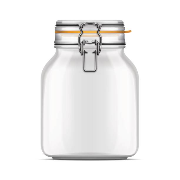 Vector empty Bale Glass Jar with Swing Top Lid isolated over white background Vector empty Swing Top Bale Jar with a rubber gasket isolated over white background. Realistic illustration. mason jar stock illustrations