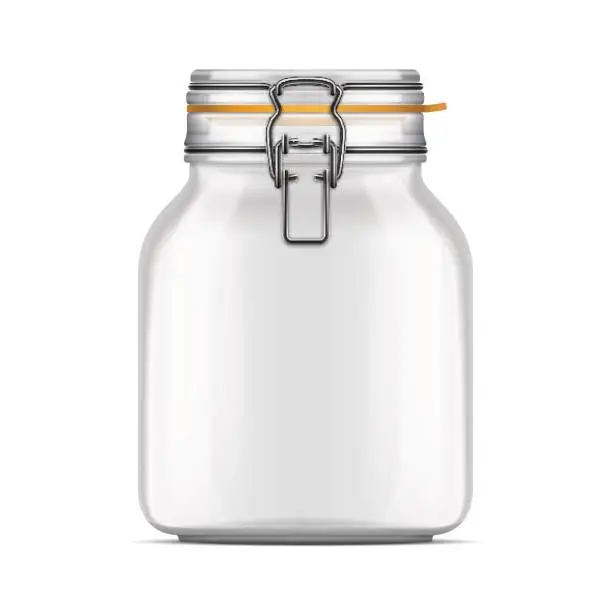 Vector illustration of Vector empty Bale Glass Jar with Swing Top Lid isolated over white background
