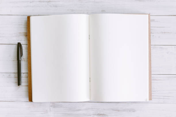 istock Open book with blank pages on wooden background 823103752