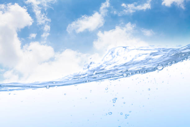 istock Wave of drinking water and bubble air white sky background. 823161792