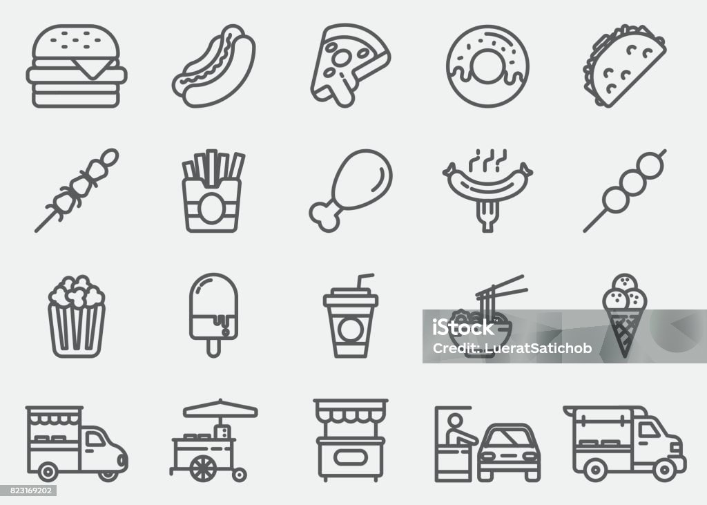 Fast Food Line Icons Icon Symbol stock vector