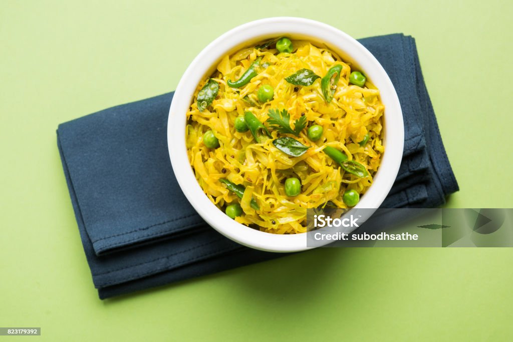 Fried Patta Gobhi Or Gobi With Green Peas Sabji Or Cabbage Sabzi Is The  Traditional Indian Dish Selective Focus Stock Photo - Download Image Now -  iStock