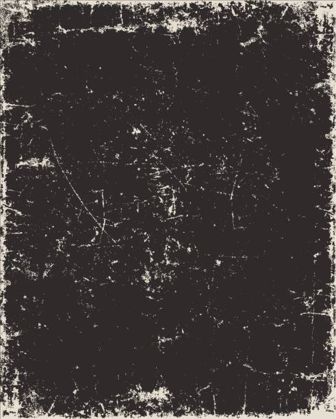 Old paper background Vector old paper background in black color with scratches. paper textures stock illustrations